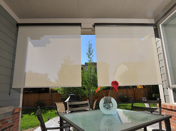 exterior patio shades shown from inside patio