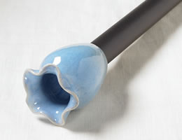 Blue Ceramic Fluted Vase 1 Inch Drapery Rod